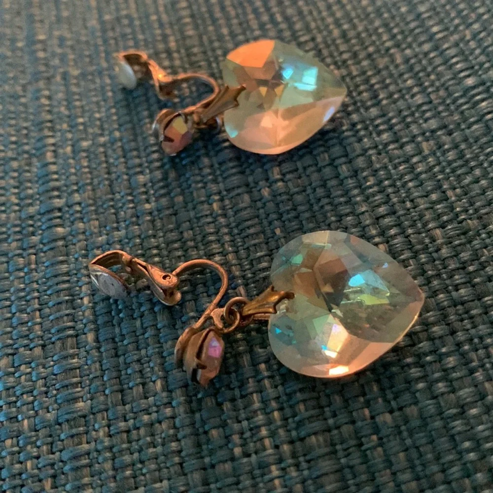 Vintage Heart Crystal necklace and clip earrings - Picture 4 of 5